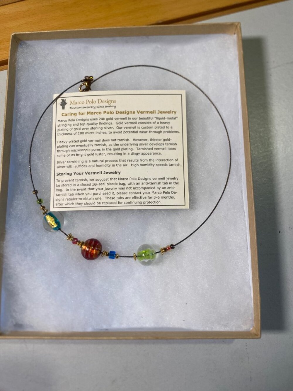 Marco Polo Designs multicolor fine art glass necklace